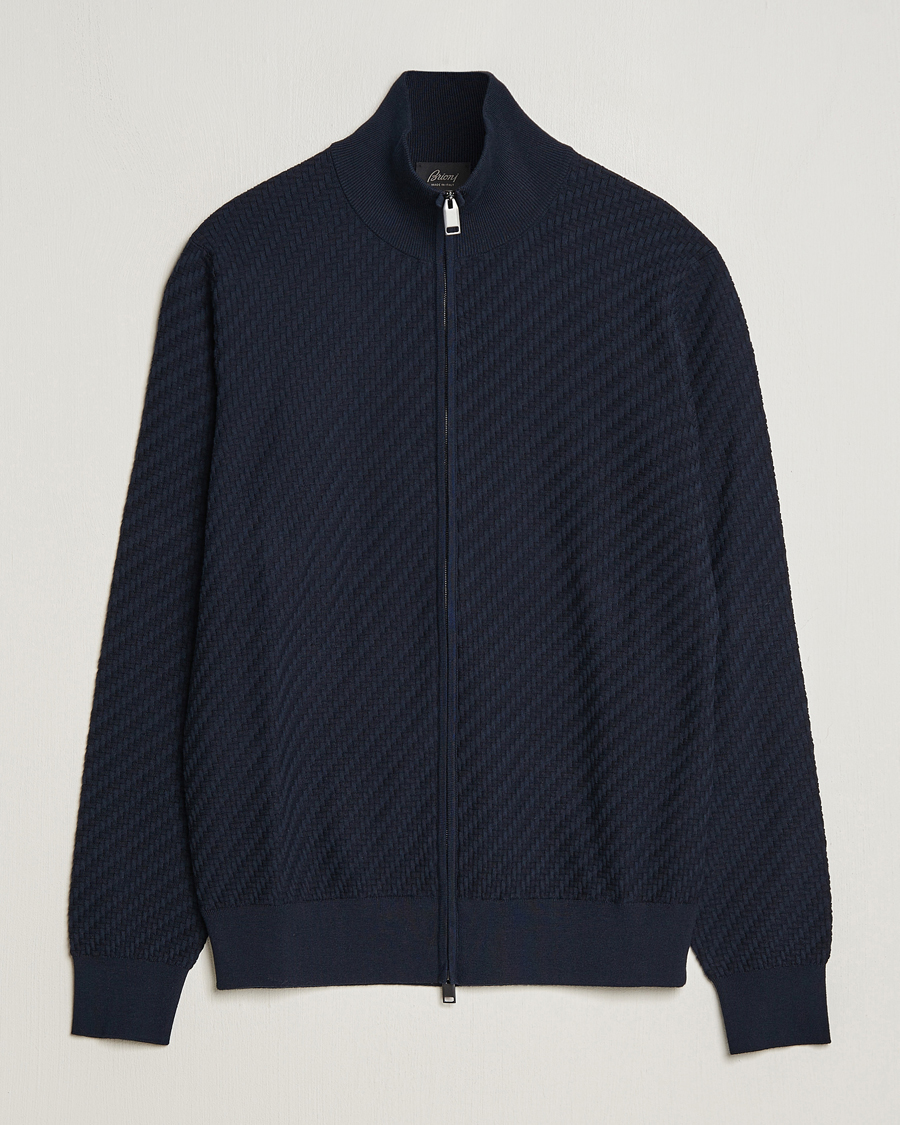 Men | Sweaters & Knitwear | Brioni | Cashmere/Silk Blend Full Zip Navy