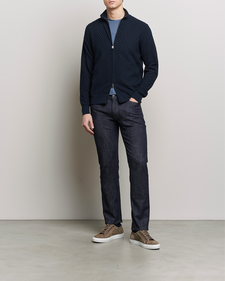 Brioni Cashmere/Silk Blend Full Zip Navy at CareOfCarl.com