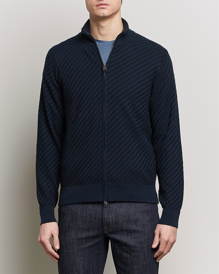 Men | Sweaters & Knitwear | Brioni | Cashmere/Silk Blend Full Zip Navy