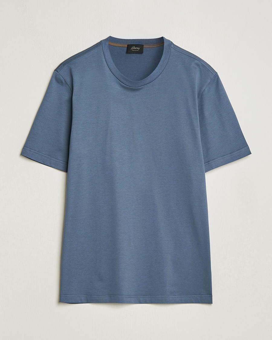 Men | T-Shirts | Brioni | Short Sleeve Cotton T-Shirt Petroleum