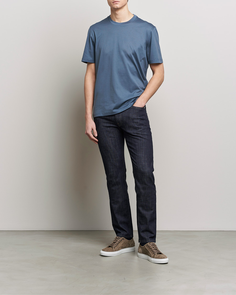 Men | T-Shirts | Brioni | Short Sleeve Cotton T-Shirt Petroleum