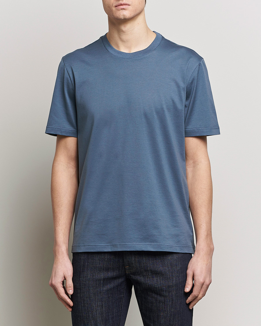 Men |  | Brioni | Short Sleeve Cotton T-Shirt Petroleum