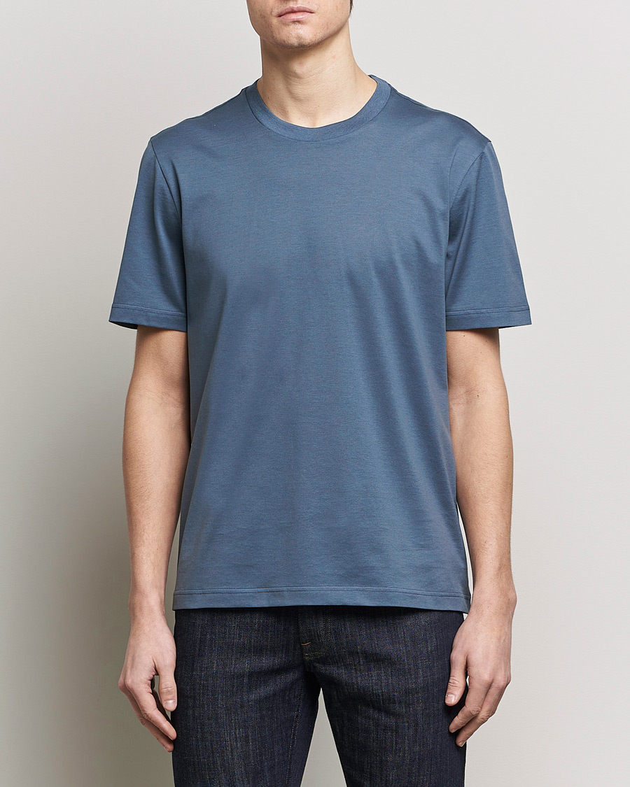 Men | T-Shirts | Brioni | Short Sleeve Cotton T-Shirt Petroleum