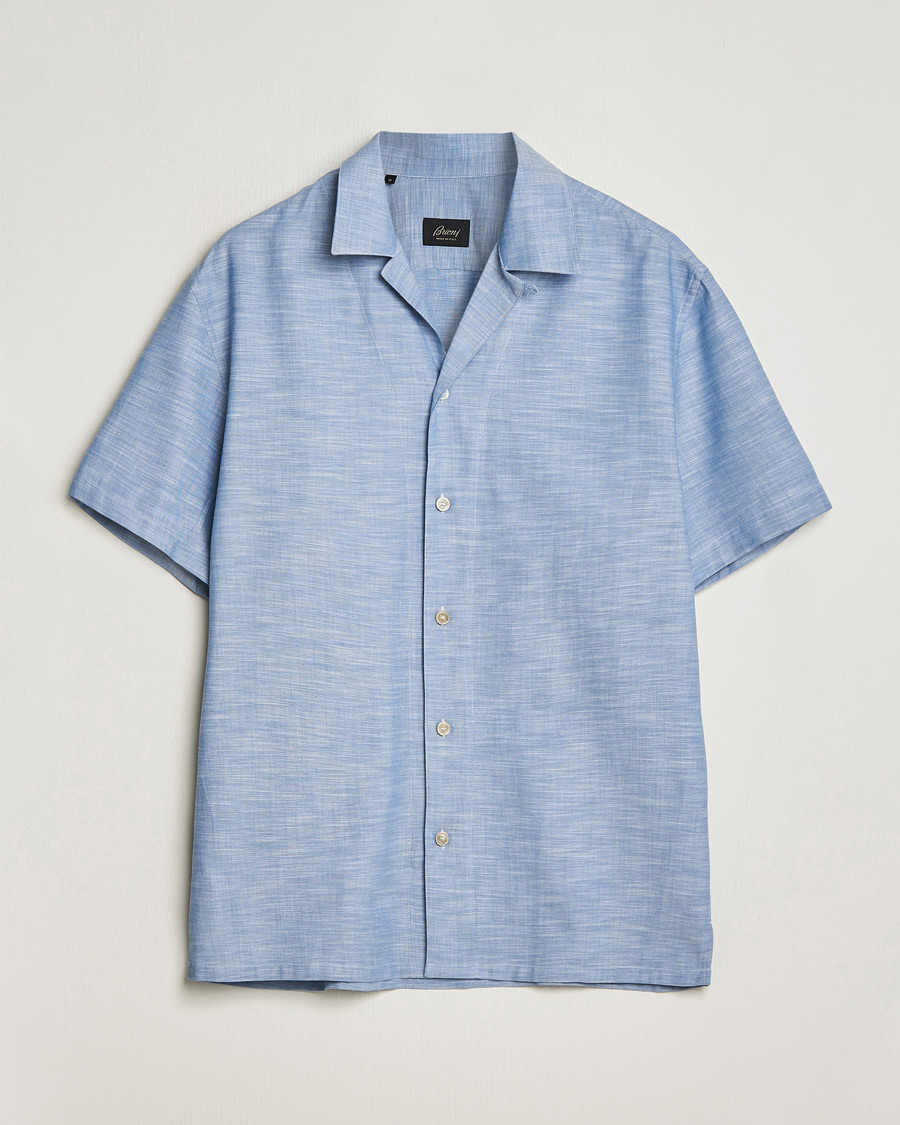 Men | Shirts | Brioni | Cotton Cuban Shirt Light Blue