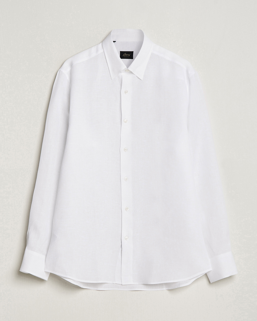 Men | Shirts | Brioni | Linen Sport Shirt White