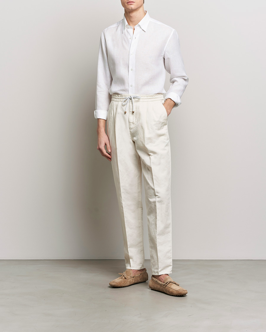 Men | Shirts | Brioni | Linen Sport Shirt White