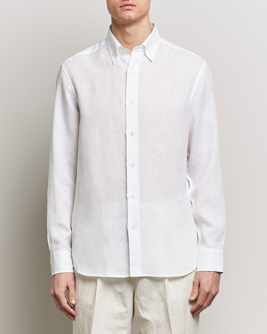 Men | Shirts | Brioni | Linen Sport Shirt White