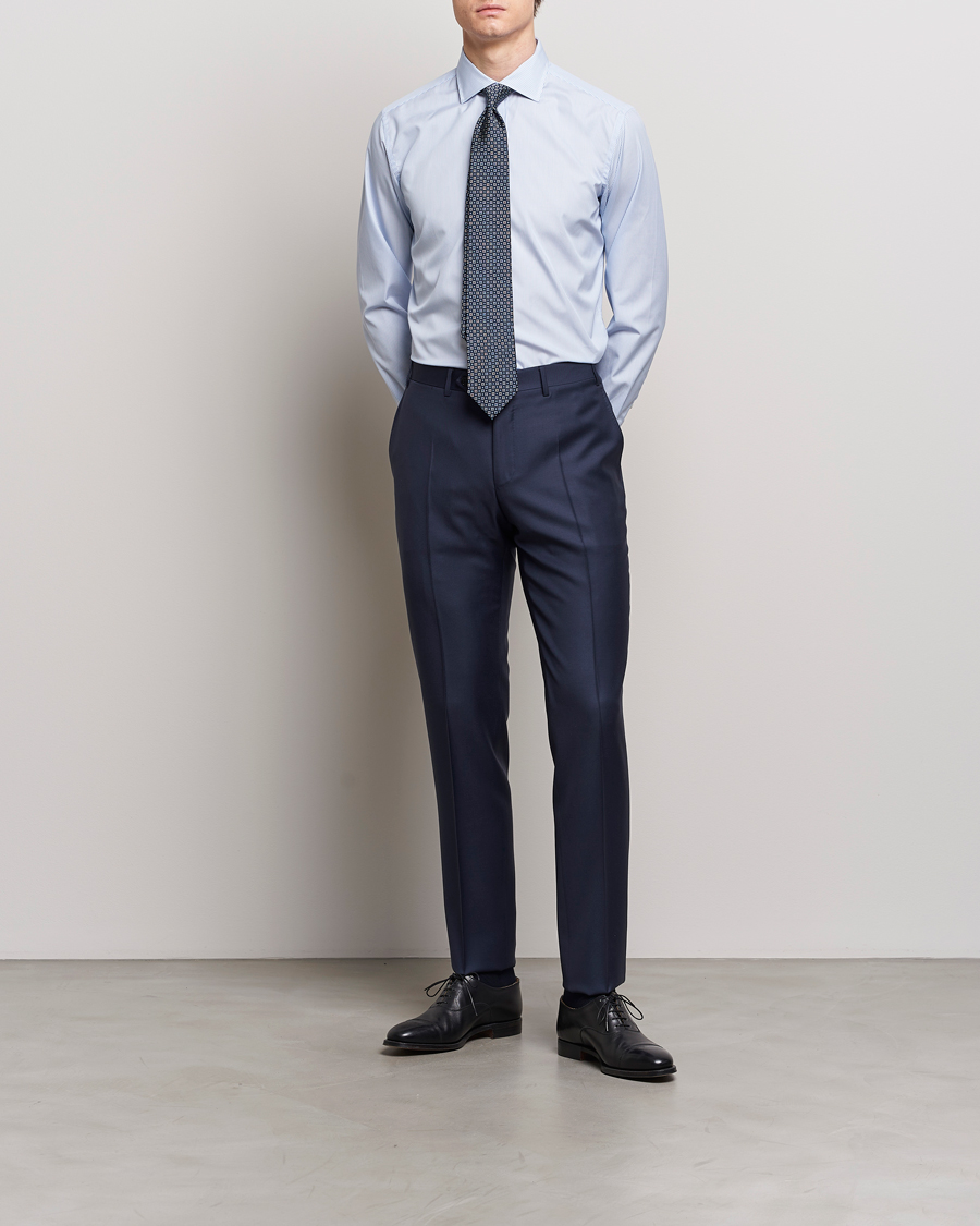 Men | Italian Department | Brioni | Slim Fit Dress Shirt Light Blue Stripe