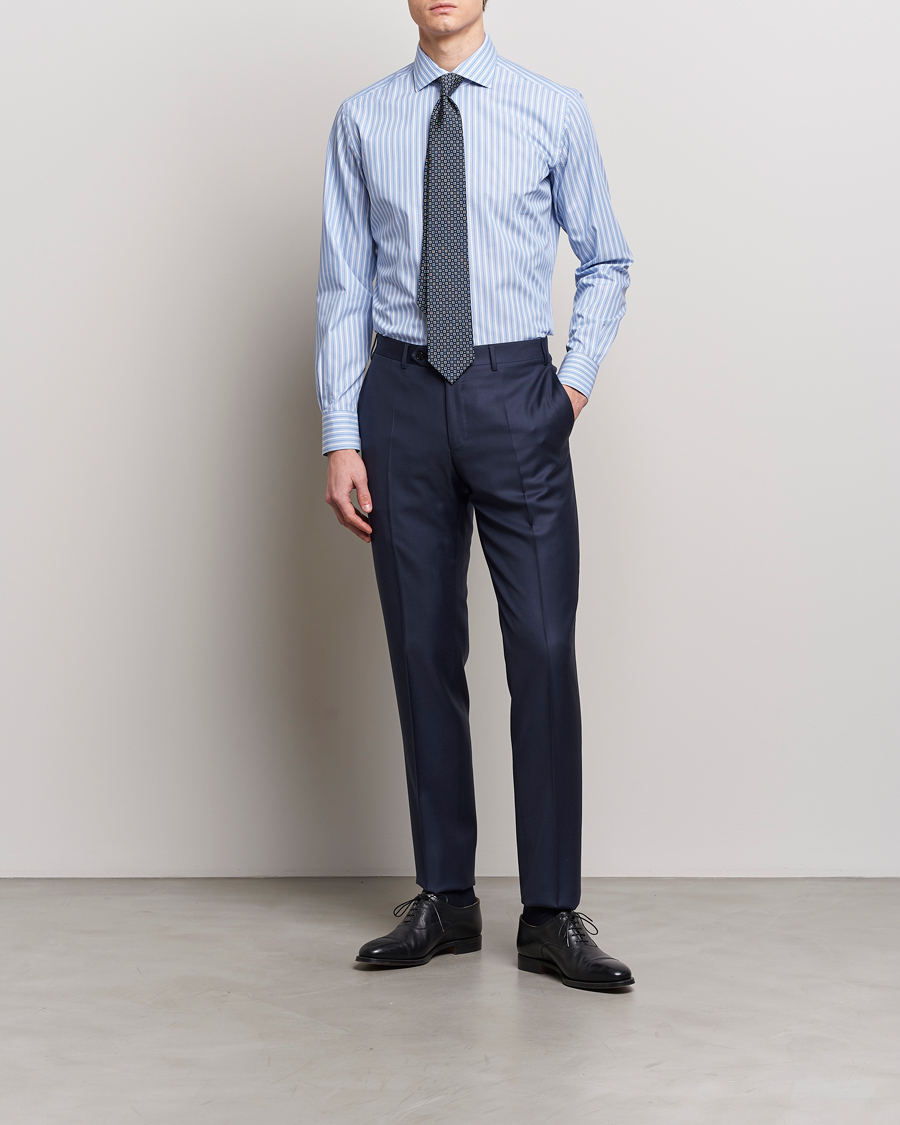 Men | Departments | Brioni | Slim Fit Dress Shirt Blue Stripe