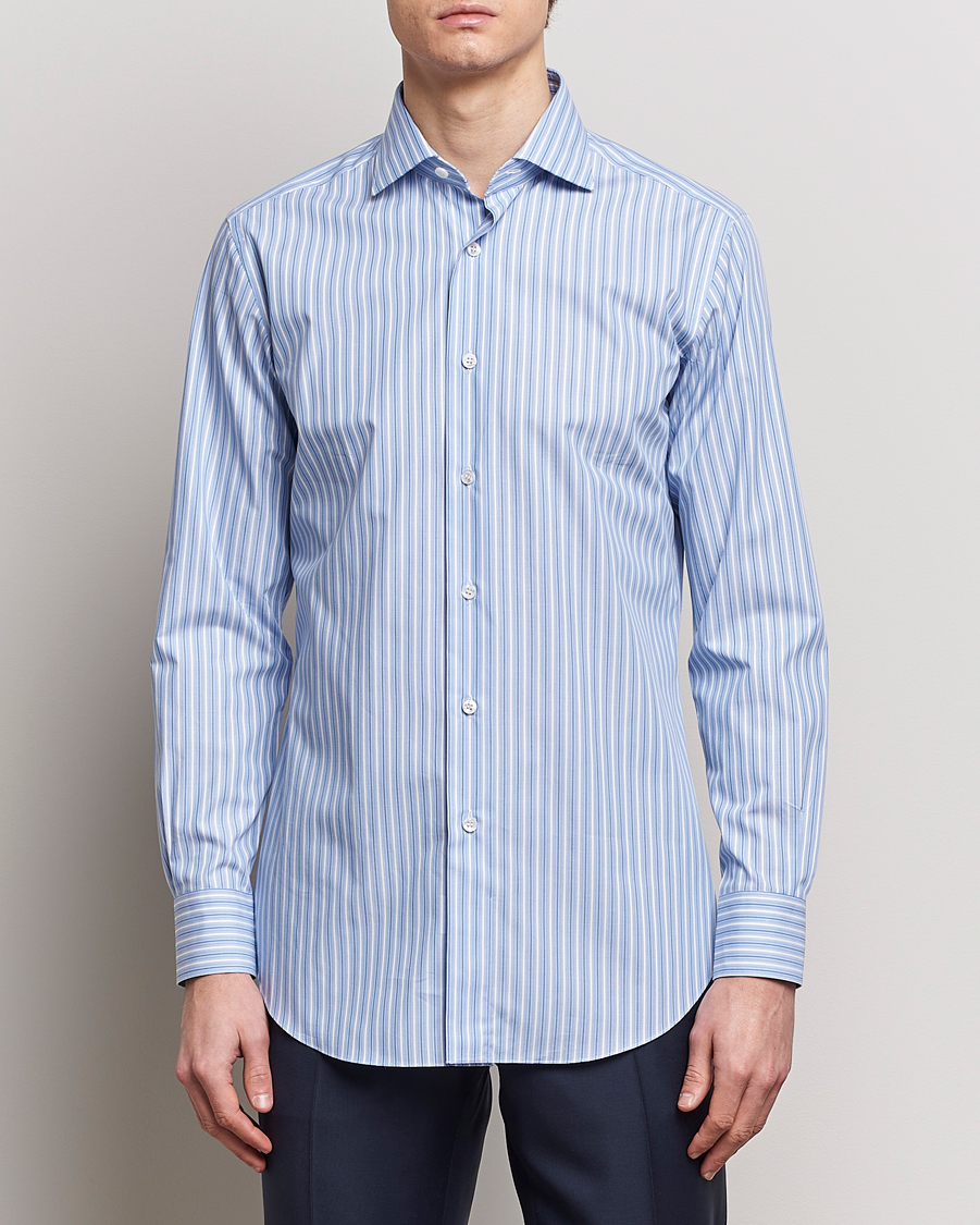 Brioni Slim Fit Dress Shirt Blue Stripe at CareOfCarl.com Brioni Slim Fit Dress Shirt Blue Stripe at CareOfCarl.com