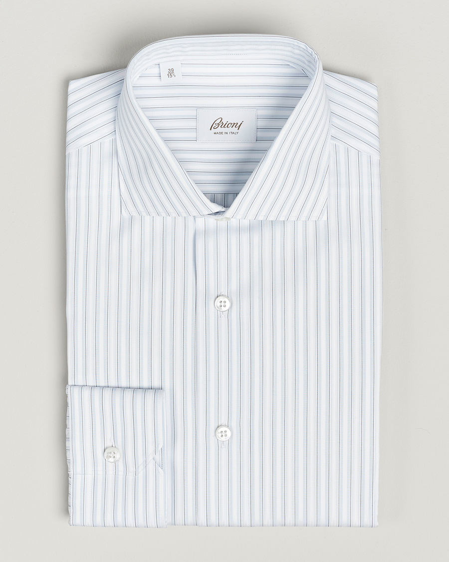 Men | | Brioni | Slim Fit Dress Shirt Light Blue Stripe