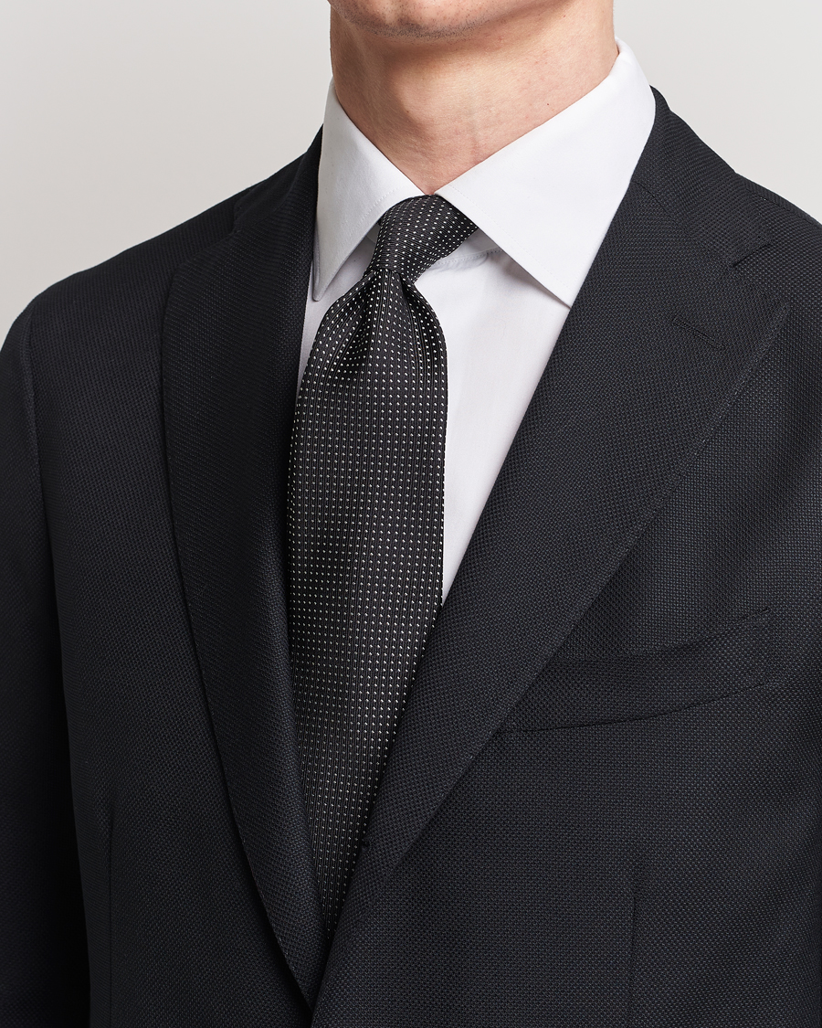 Men |  | Brioni | Dotted Silk Tie Black