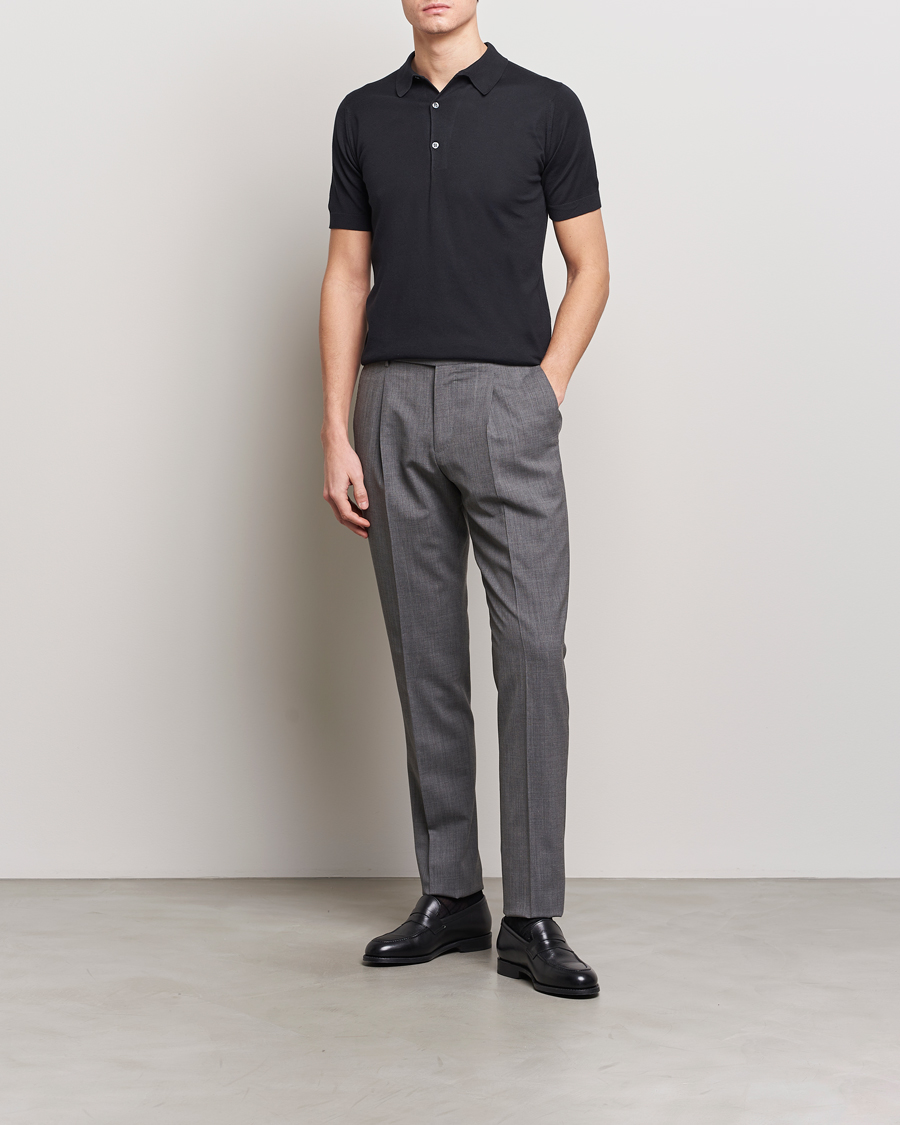 Men | Polo Shirts | John Smedley | Adrian Slim Fit Sea Island Polo Black