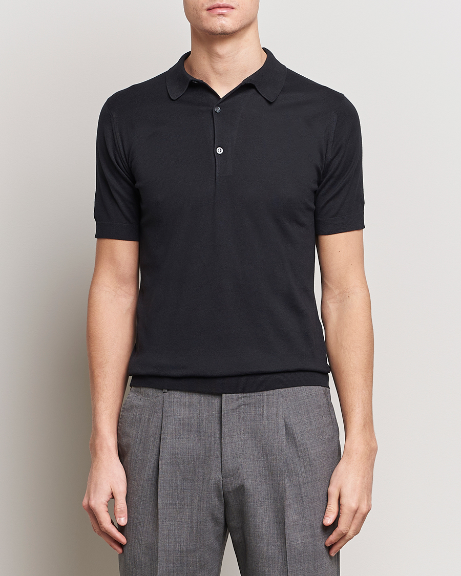Men | Polo Shirts | John Smedley | Adrian Slim Fit Sea Island Polo Black