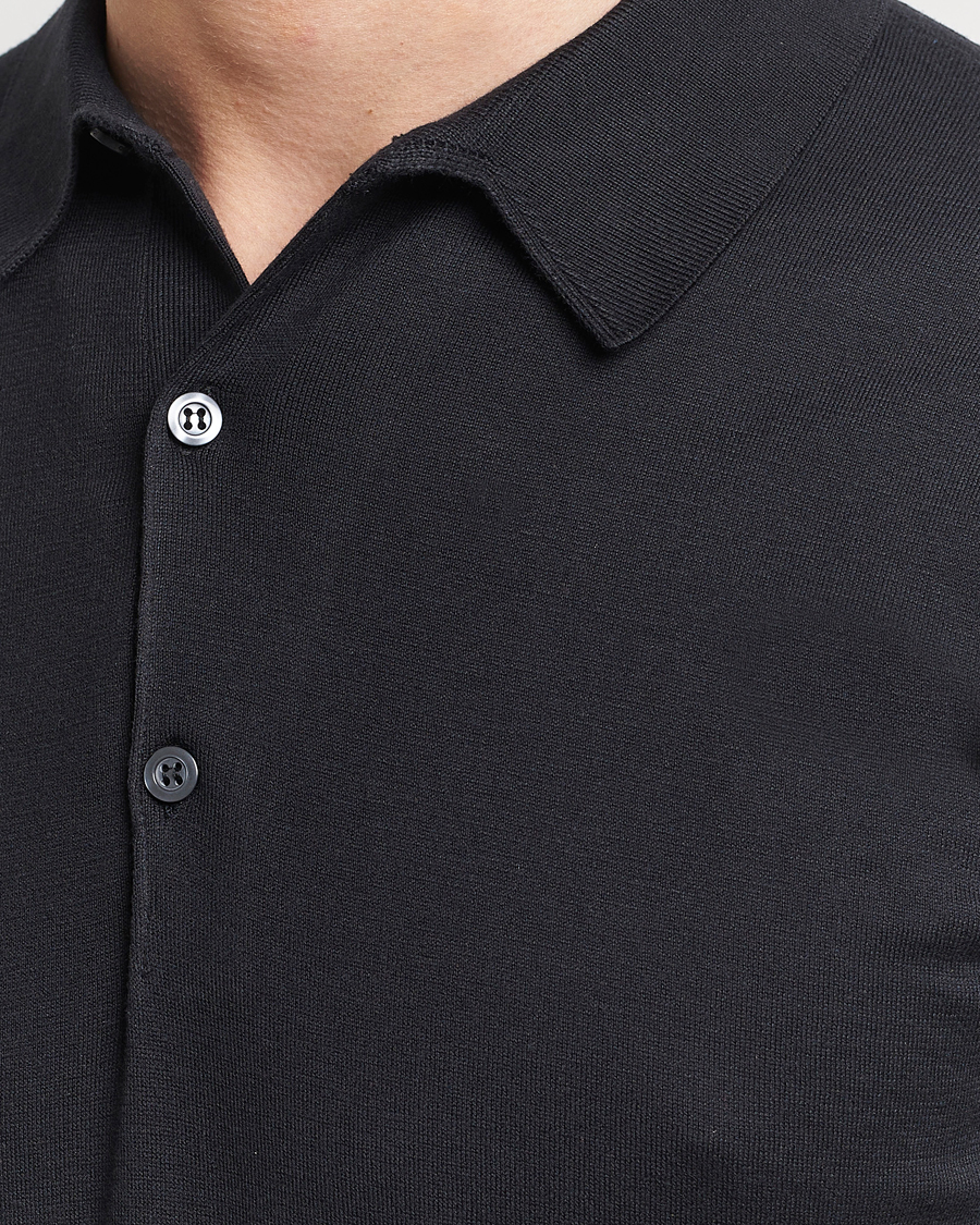 Men | Polo Shirts | John Smedley | Adrian Slim Fit Sea Island Polo Black