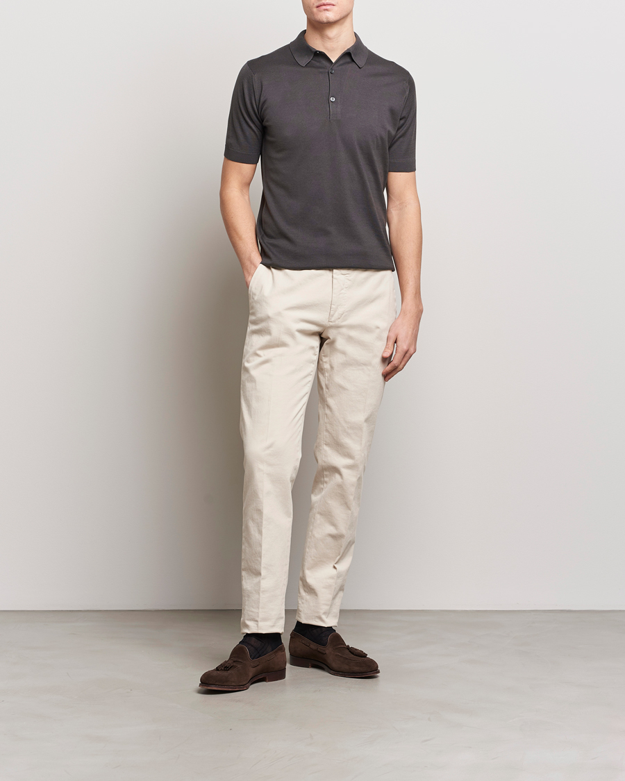 Men | Polo Shirts | John Smedley | Adrian Slim Fit Sea Island Polo Chocolat