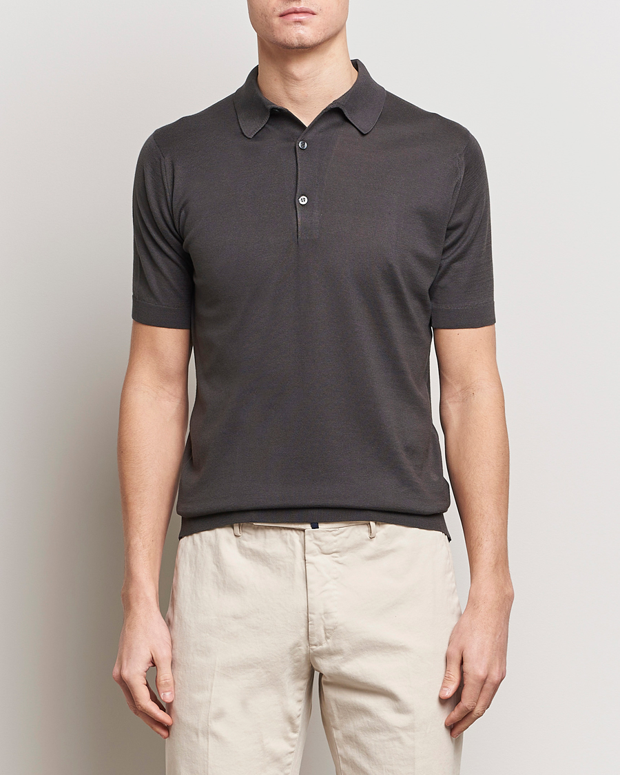 Men | Polo Shirts | John Smedley | Adrian Slim Fit Sea Island Polo Chocolat