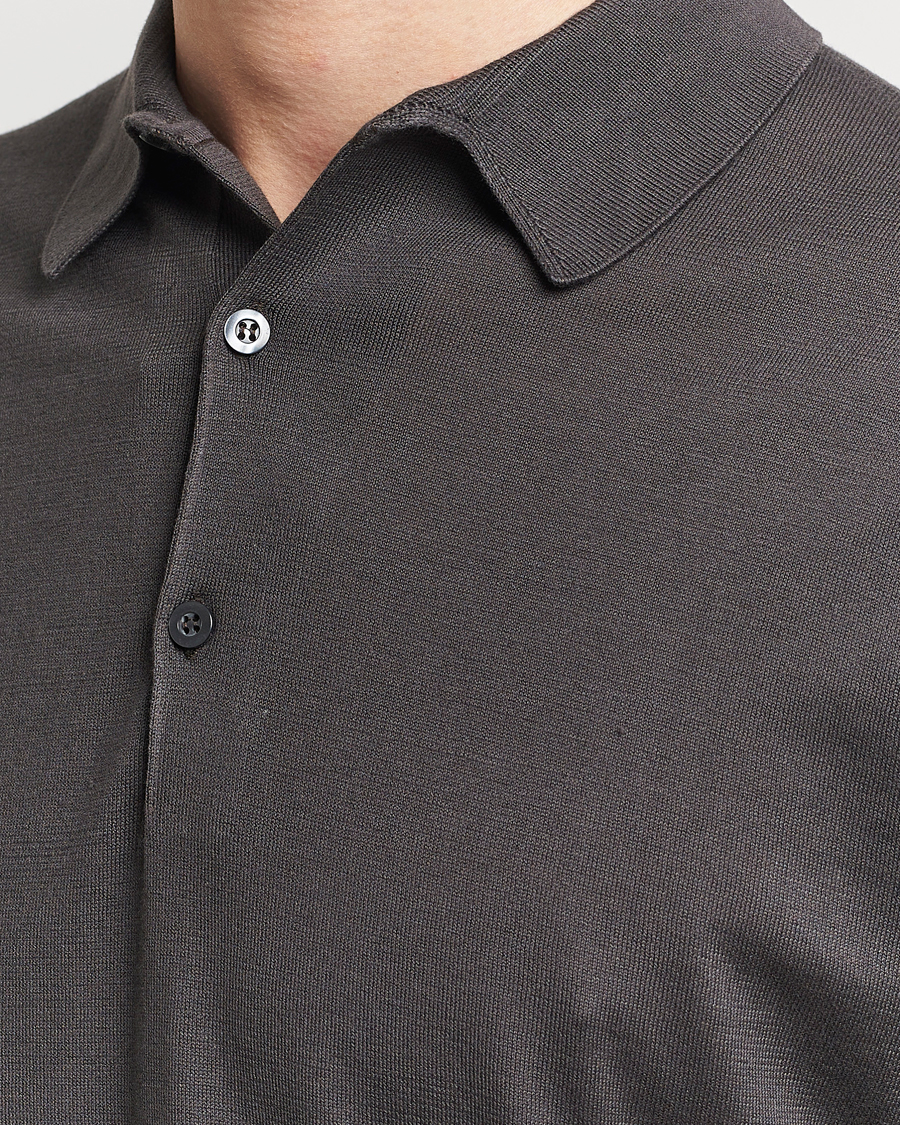 Men | Polo Shirts | John Smedley | Adrian Slim Fit Sea Island Polo Chocolat