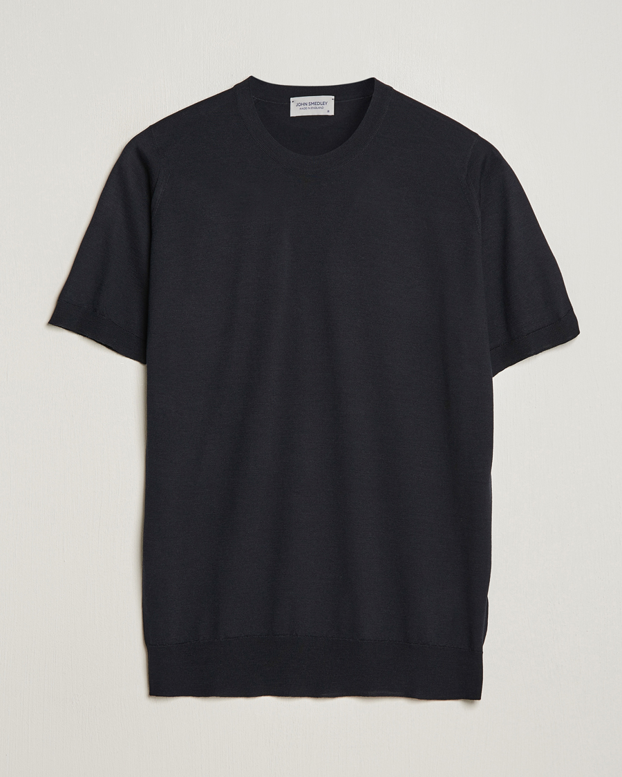 Men | T-Shirts | John Smedley | Hilcote Wool/Sea Island Cotton T-Shirt Black
