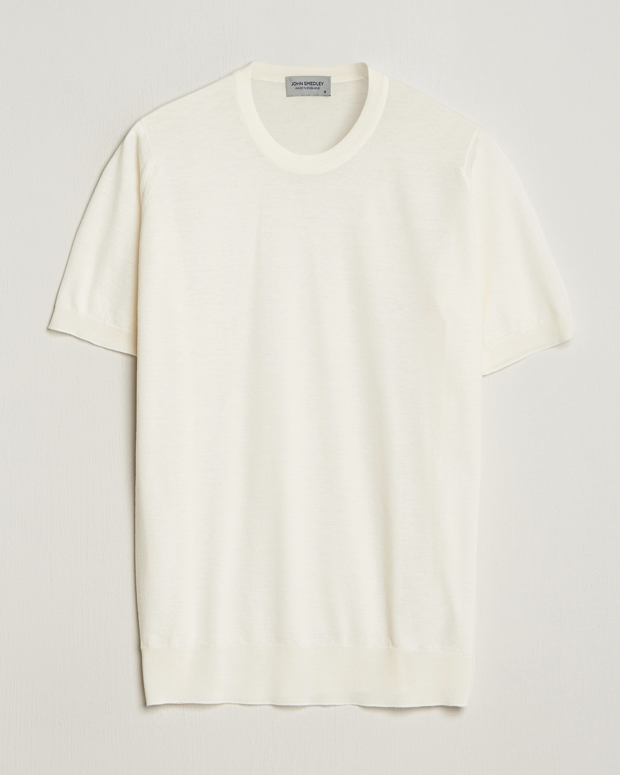 Men | T-Shirts | John Smedley | Hilcote Wool/Sea Island Cotton T-Shirt Chalk White