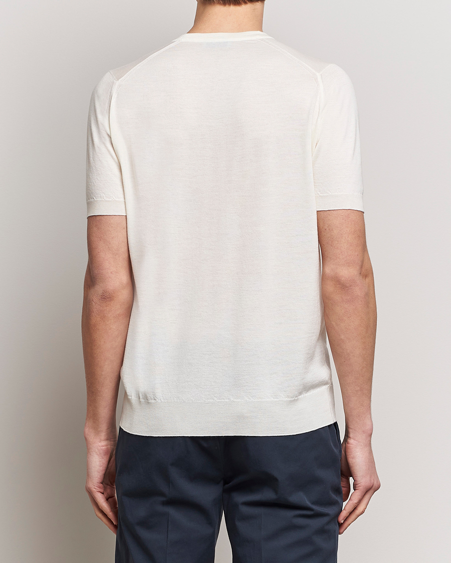 Men | T-Shirts | John Smedley | Hilcote Wool/Sea Island Cotton T-Shirt Chalk White
