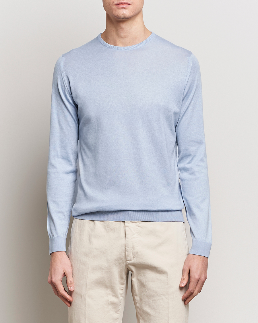 Men | Sweaters & Knitwear | John Smedley | Hatfield Sea Island Crew Neck Mirage Blue