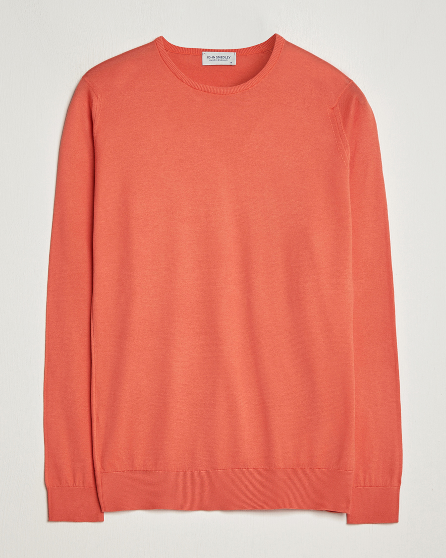 Men | Sweaters & Knitwear | John Smedley | Hatfield Sea Island Crew Neck Sundown Orange