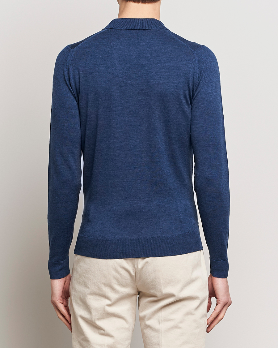 Men | Sweaters & Knitwear | John Smedley | Belper Extra Fine Merino Polo Pullover Indigo