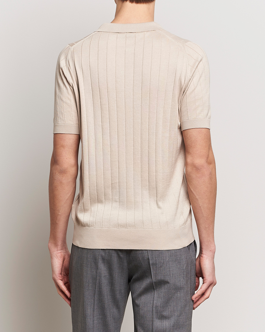 Men | Polo Shirts | John Smedley | Roper Open Collar Sea Island Polo Almond