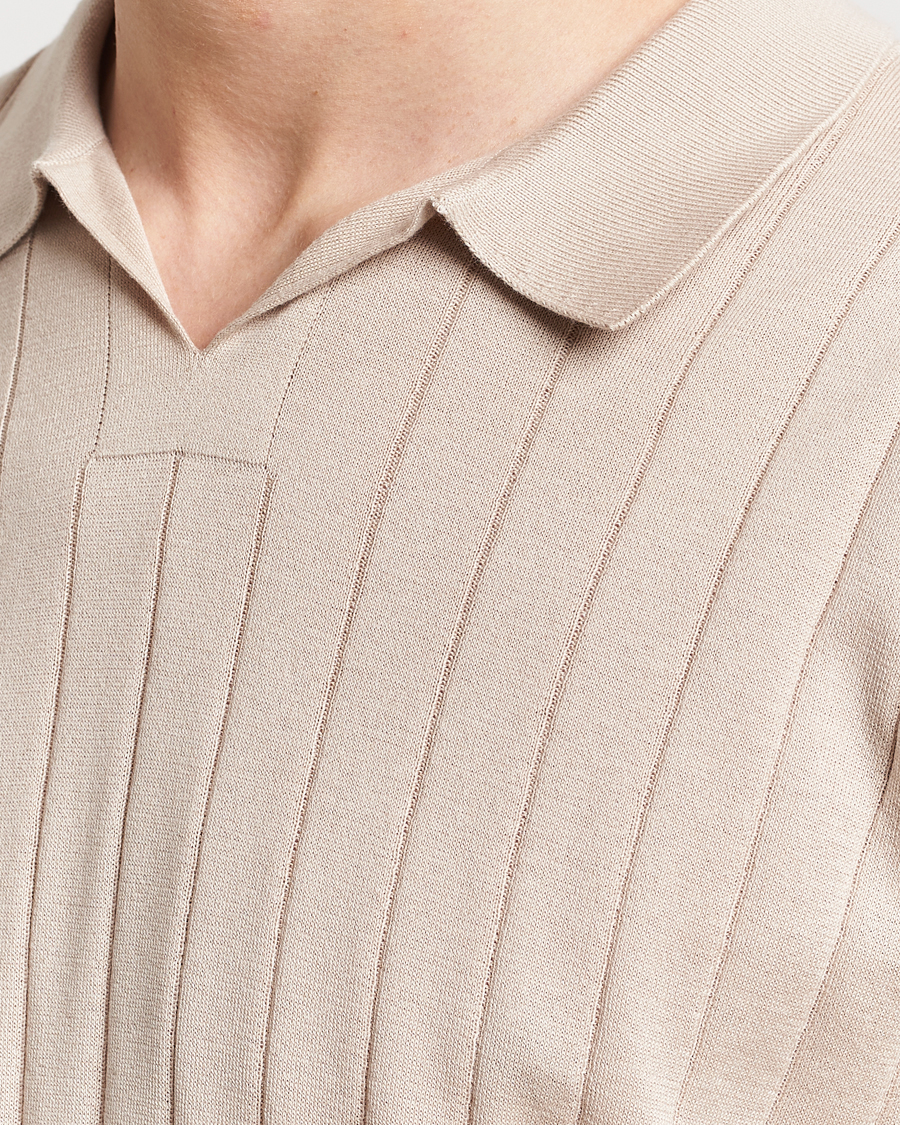 Men | Polo Shirts | John Smedley | Roper Open Collar Sea Island Polo Almond