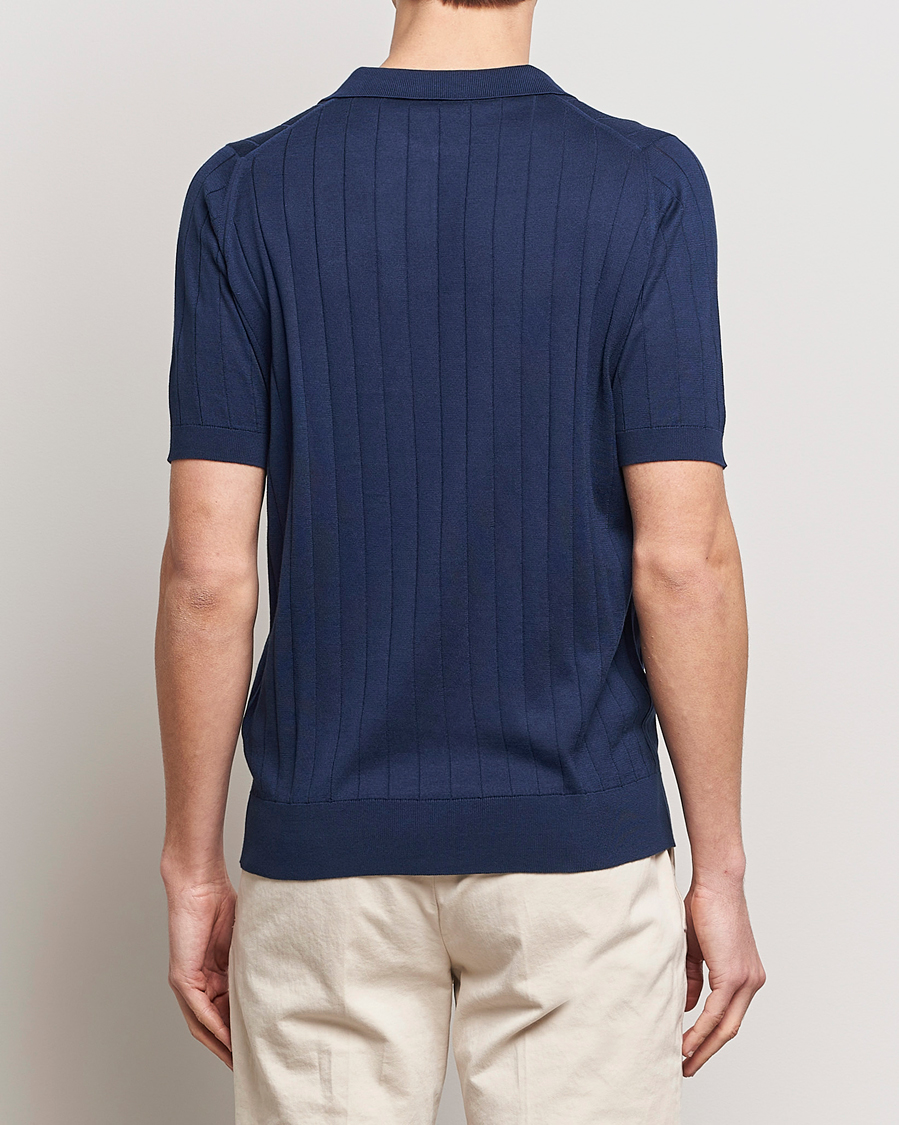 Men | Polo Shirts | John Smedley | Roper Open Collar Sea Island Polo French Navy