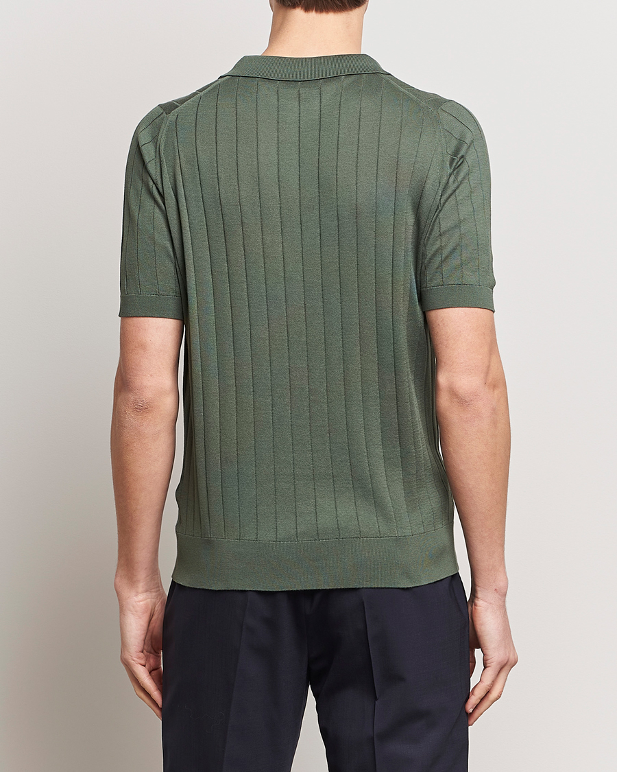 Men | Polo Shirts | John Smedley | Roper Open Collar Sea Island Polo Palm Green