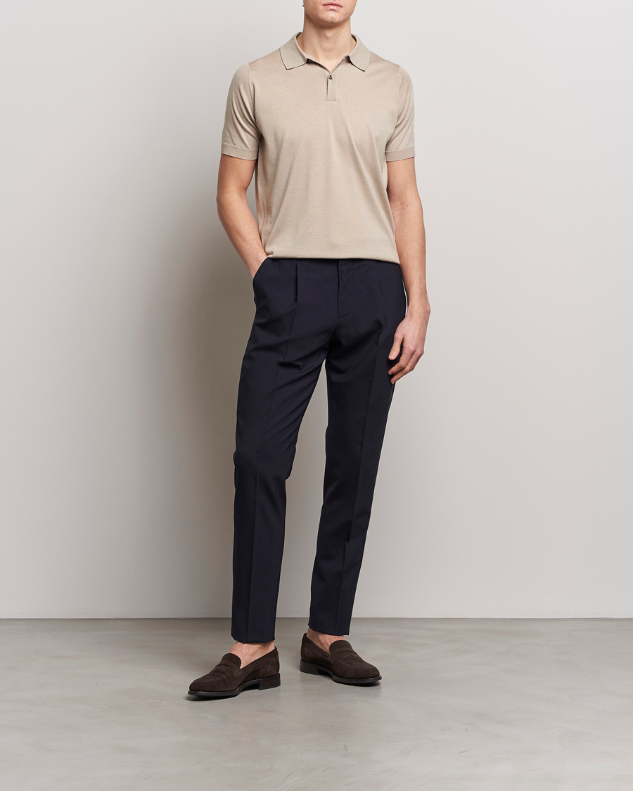 Men | Polo Shirts | John Smedley | Leyburn Merino/Sea Island Cotton Polo Oat