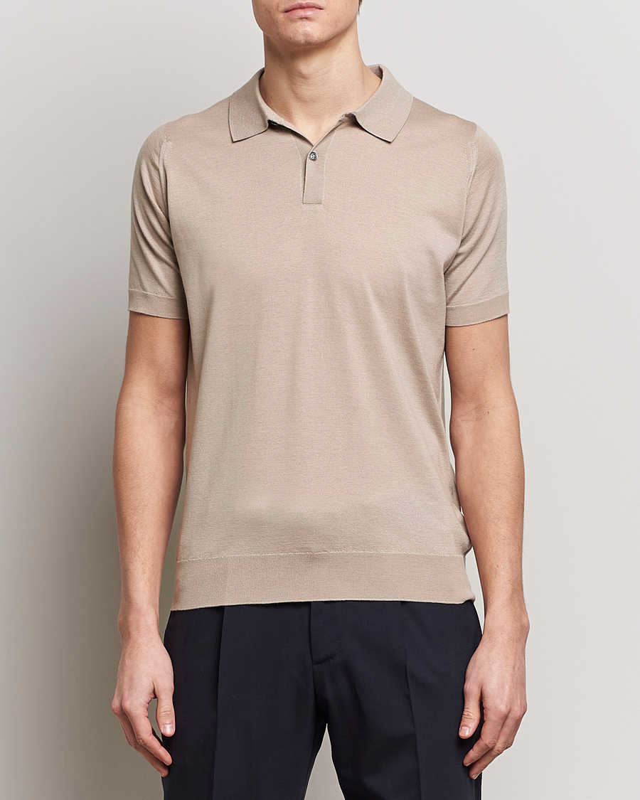 Men | Polo Shirts | John Smedley | Leyburn Merino/Sea Island Cotton Polo Oat