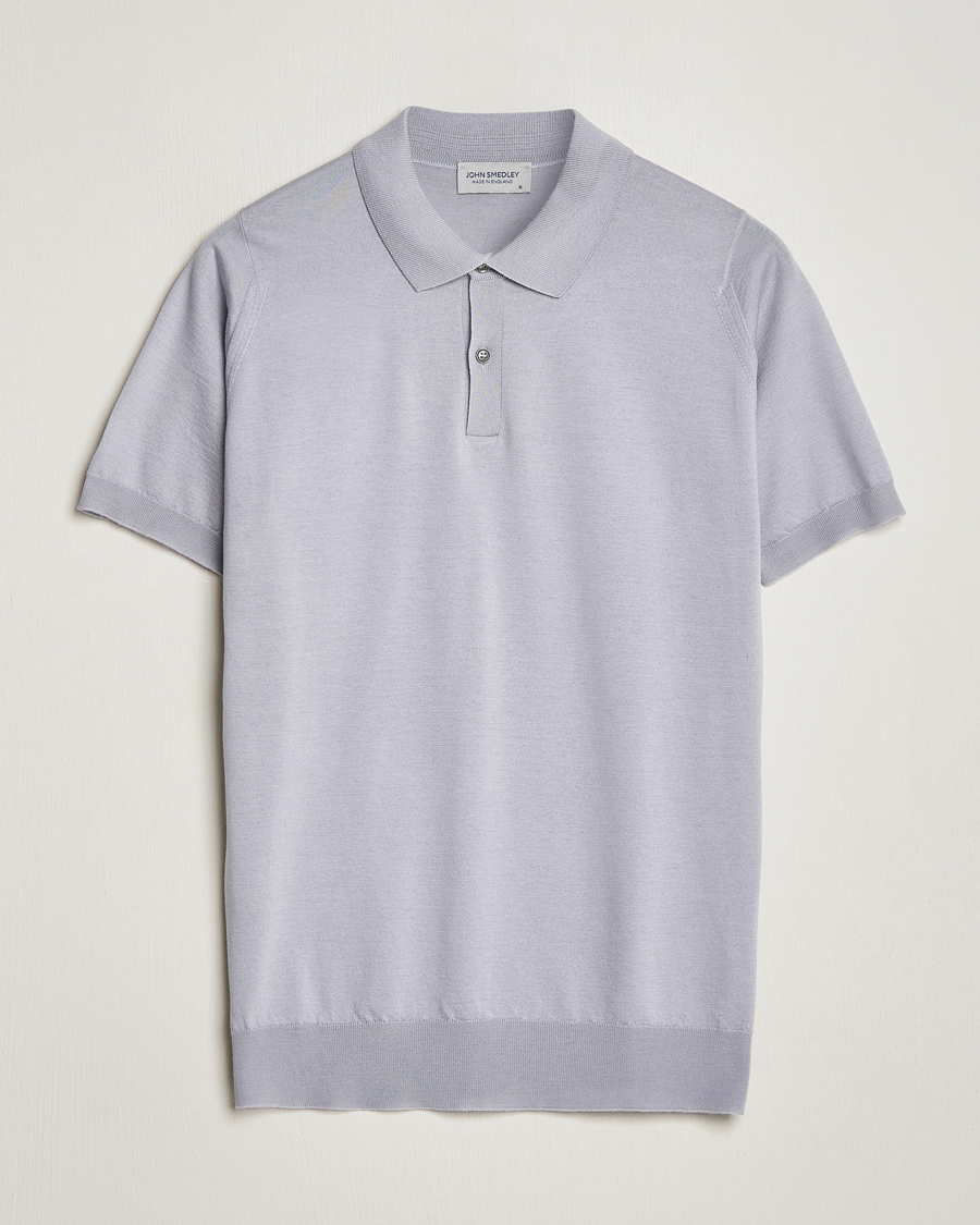Men | Polo Shirts | John Smedley | Leyburn Merino/Sea Island Cotton Polo Silver