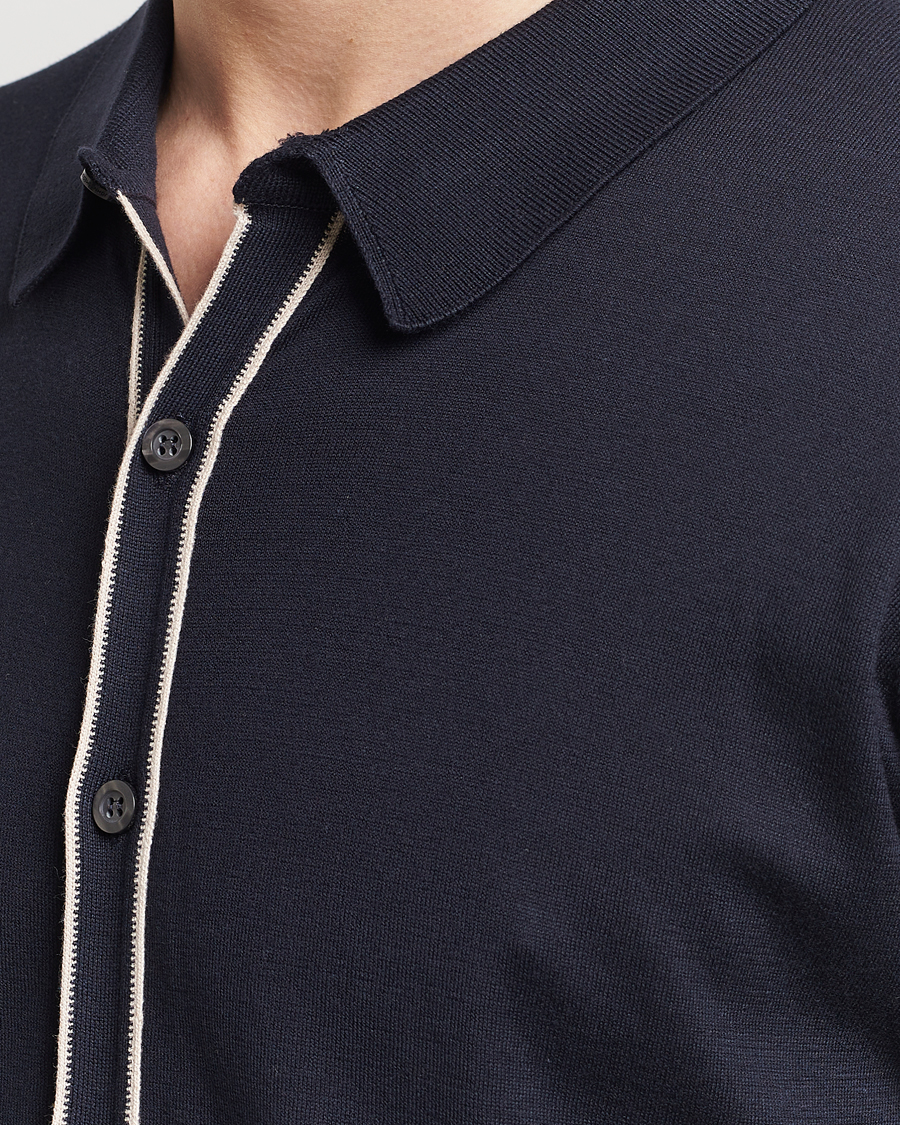 Men | Sweaters & Knitwear | John Smedley | Shadow Tipped Sea Island Cotton Cardigan Navy
