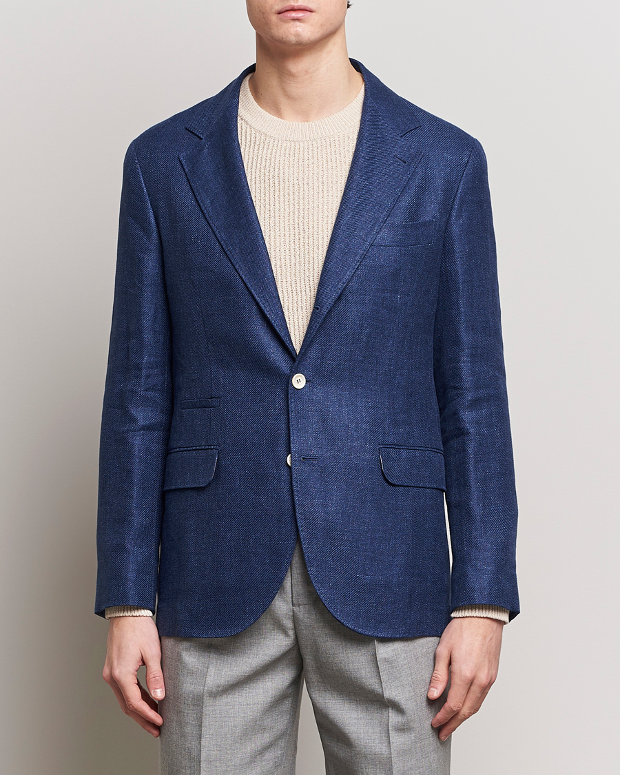 Men |  | Brunello Cucinelli | Linen/Silk Blazer Indigo Blue