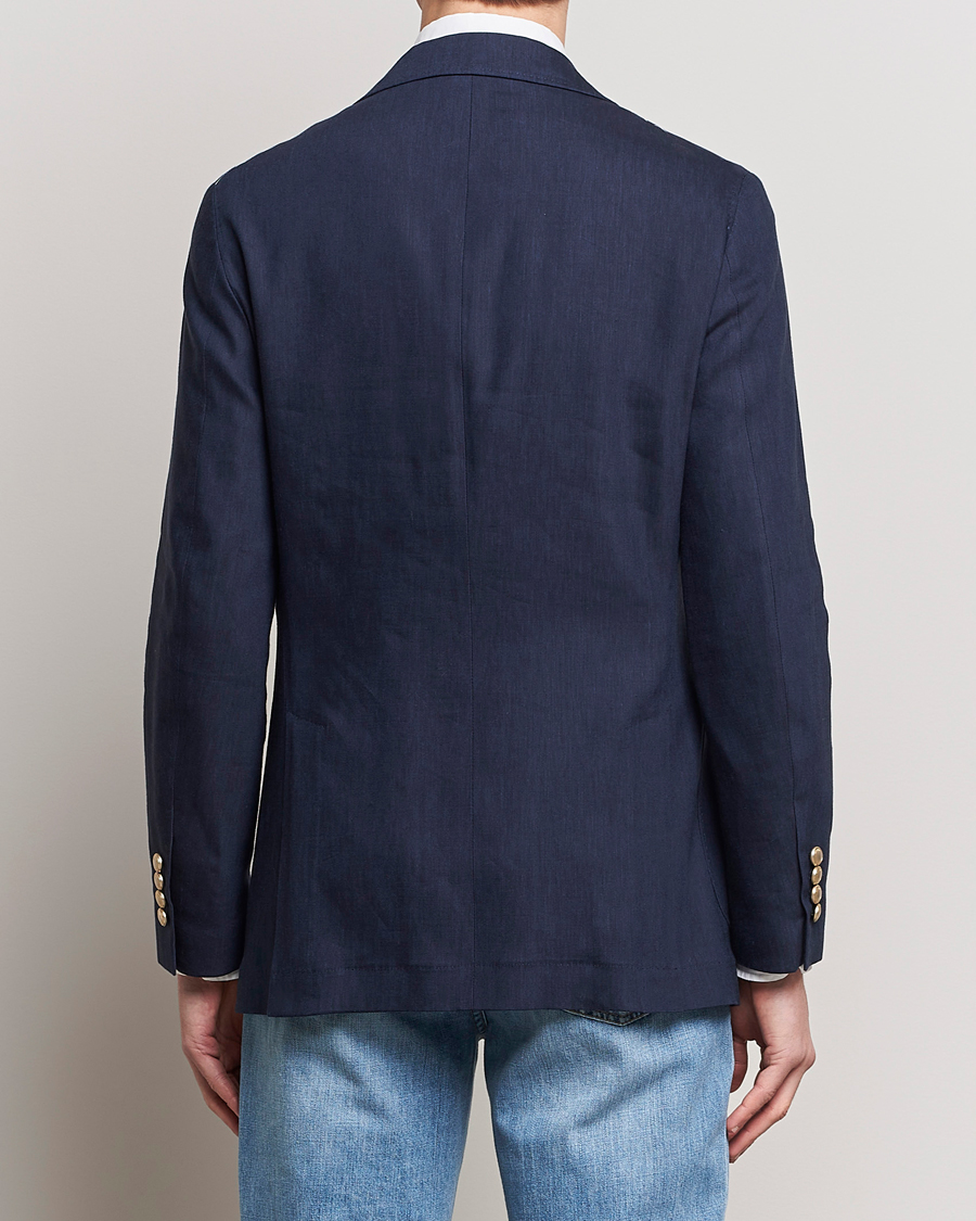 Men | Blazers | Brunello Cucinelli | Double Breasted Wool/Linen Blazer Navy