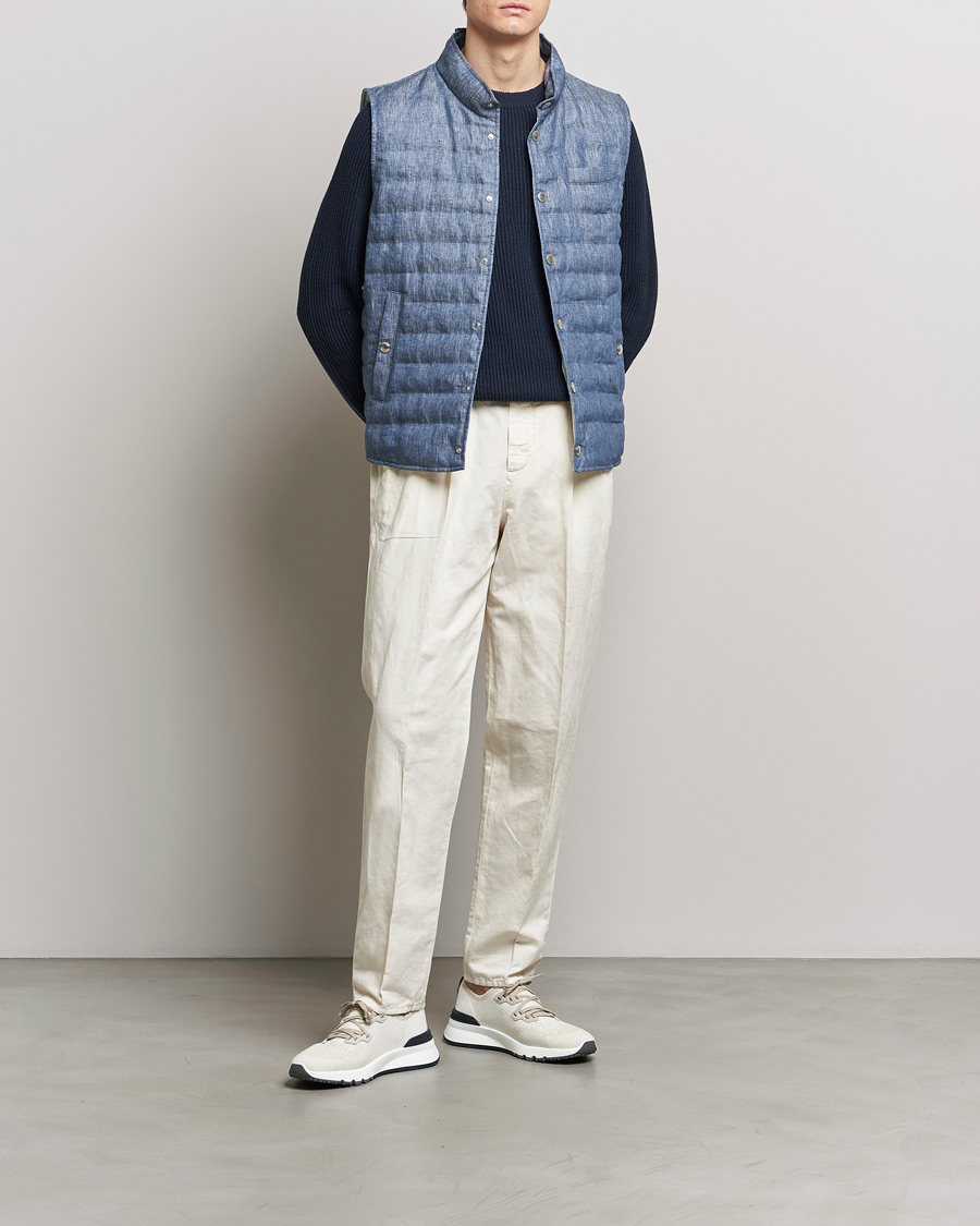 Men | Coats & Jackets | Brunello Cucinelli | Linen Gilet Light Blue
