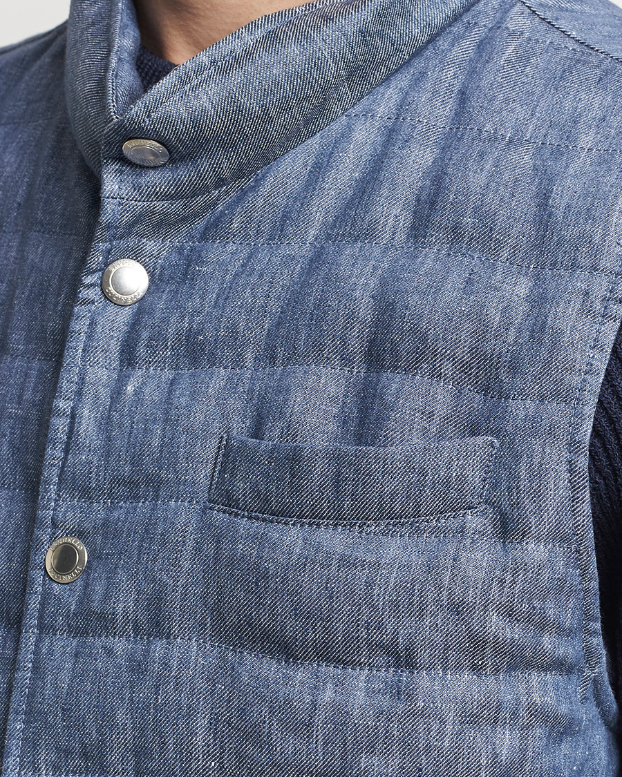 Men | Coats & Jackets | Brunello Cucinelli | Linen Gilet Light Blue