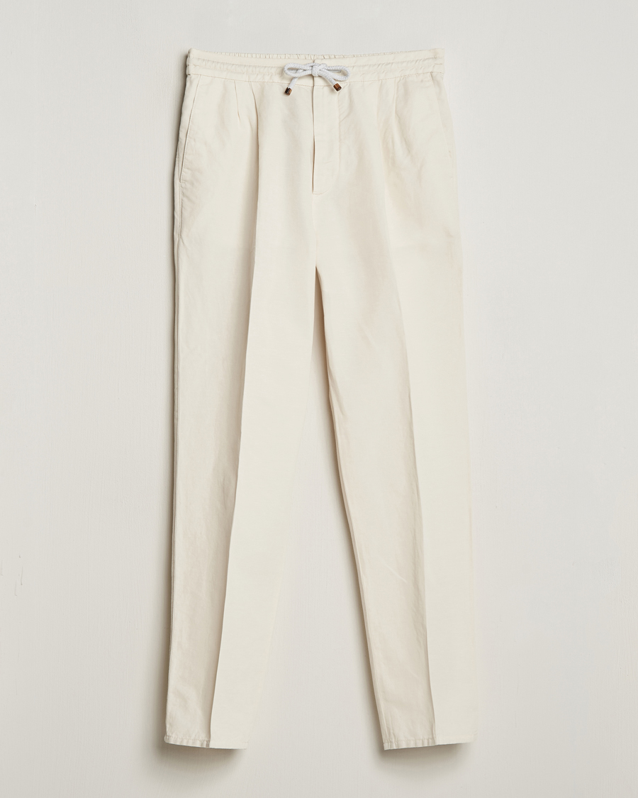 Men | Trousers | Brunello Cucinelli | Cotton/Linen Drawstring Pants Off White