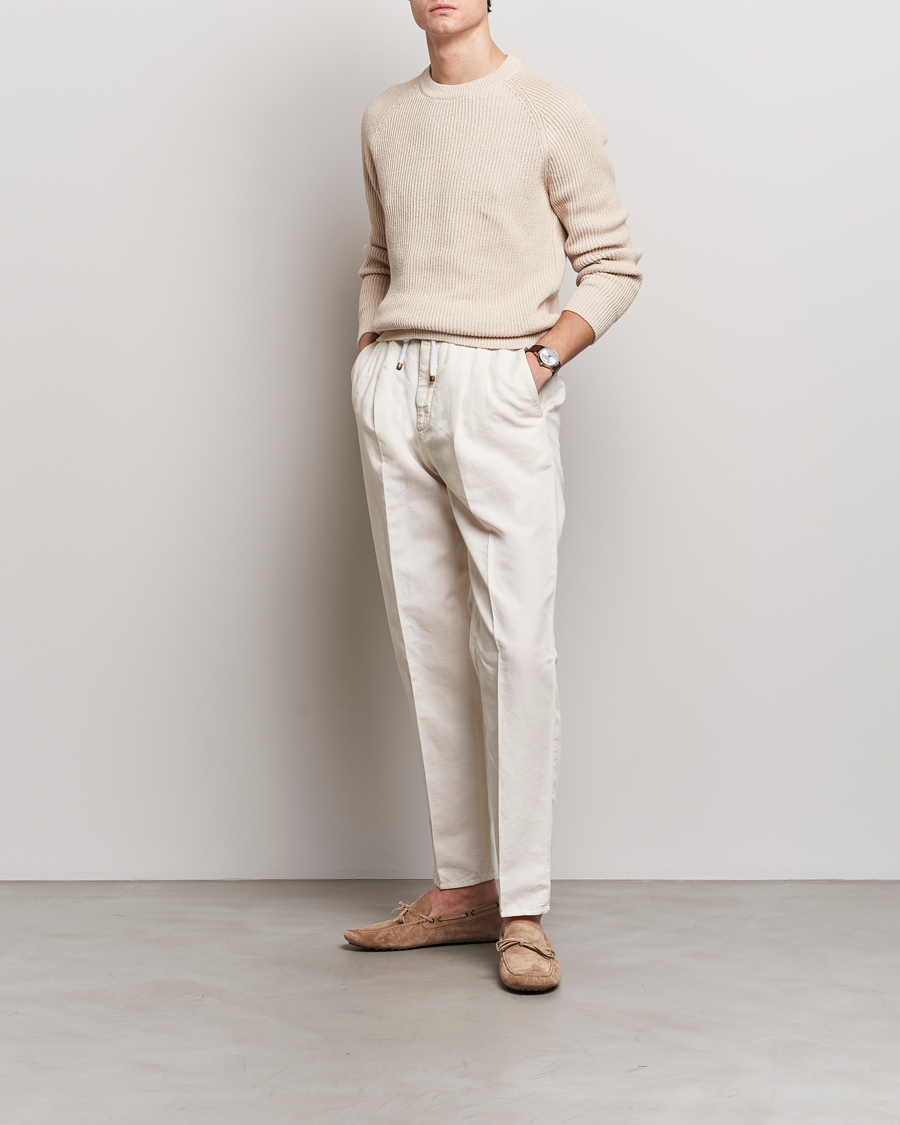 Men | Trousers | Brunello Cucinelli | Cotton/Linen Drawstring Pants Off White