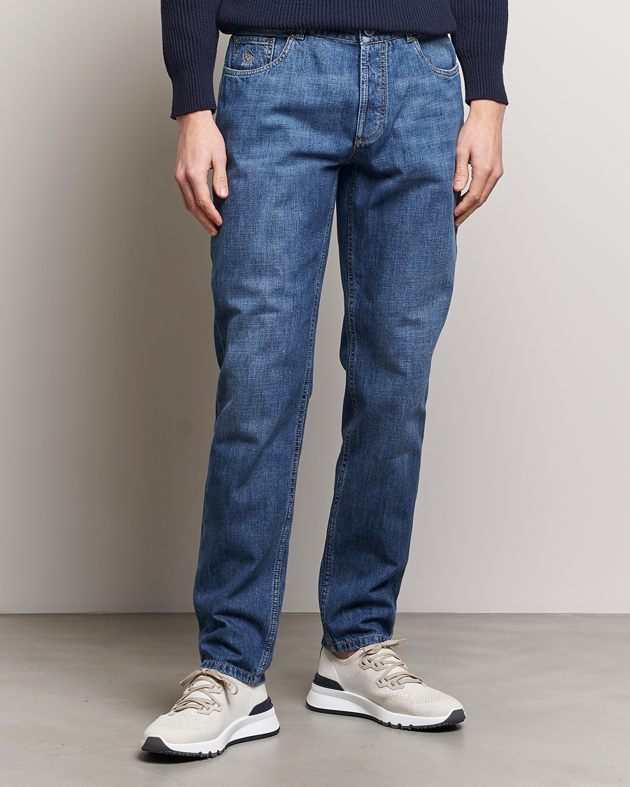 Men | Clothing | Brunello Cucinelli | Traditional Fit Jeans Dark Blue Wash