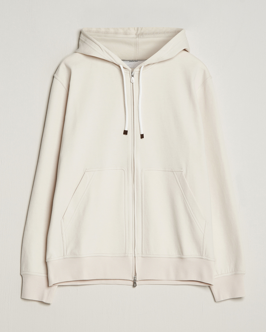 Men | Sweaters & Knitwear | Brunello Cucinelli | Soft Cotton Full Zip Hoodie Light Beige
