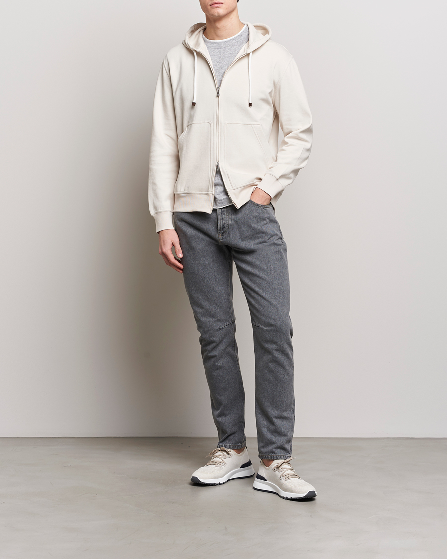 Men | Sweaters & Knitwear | Brunello Cucinelli | Soft Cotton Full Zip Hoodie Light Beige