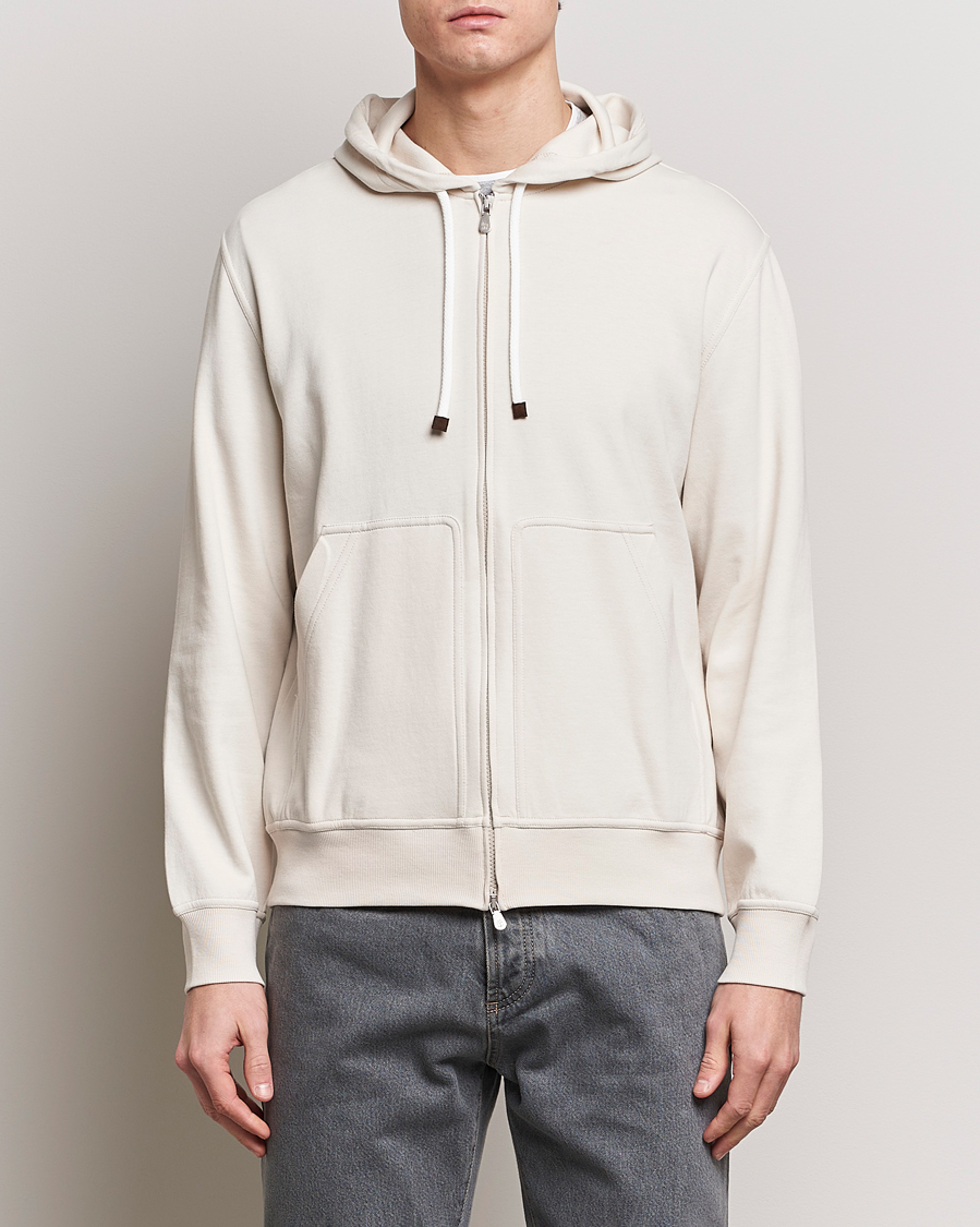 Men | Sweaters & Knitwear | Brunello Cucinelli | Soft Cotton Full Zip Hoodie Light Beige
