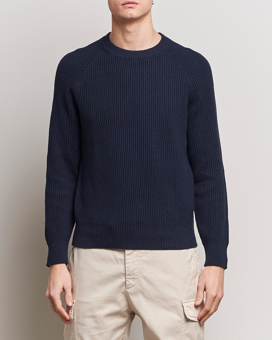 Men | Sweaters & Knitwear | Brunello Cucinelli | Heavy Rib Stitch Crew Neck Navy