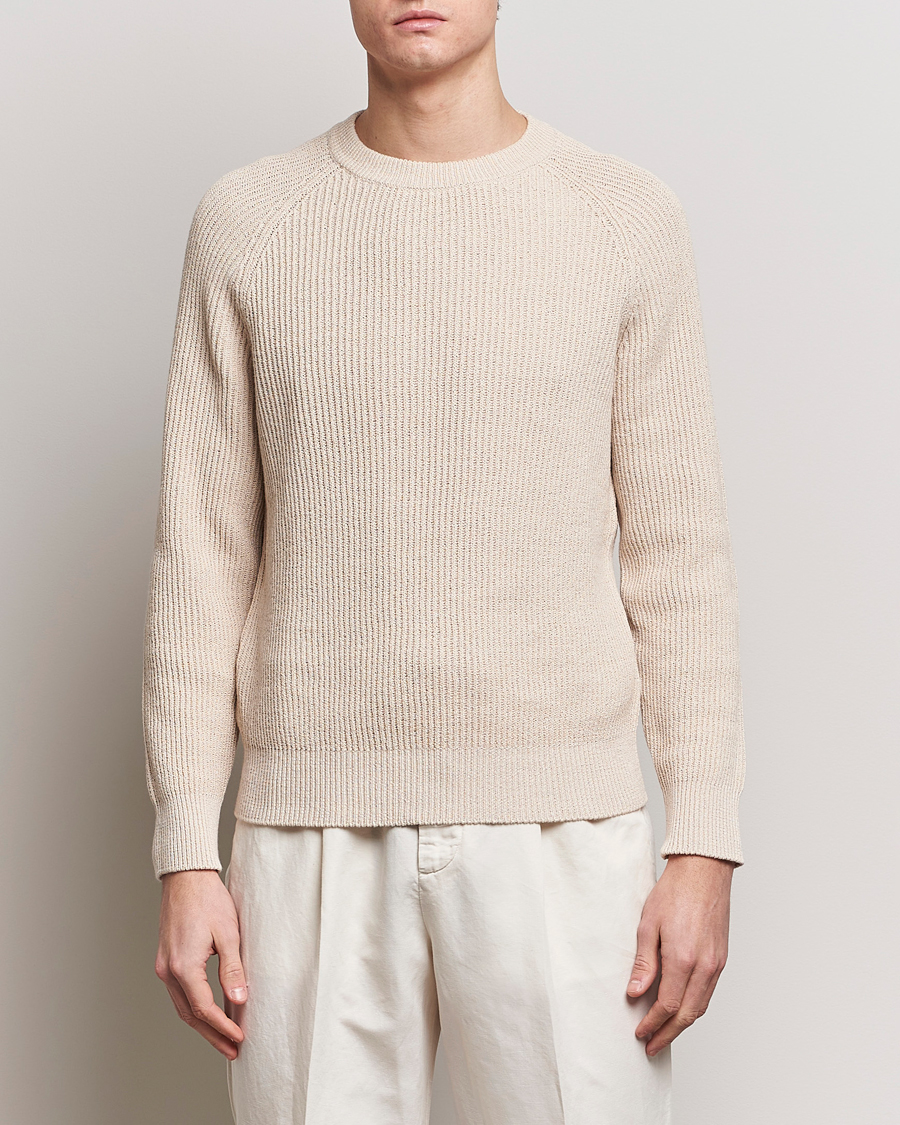 Men | Sweaters & Knitwear | Brunello Cucinelli | Heavy Rib Stitch Crew Neck Light Beige