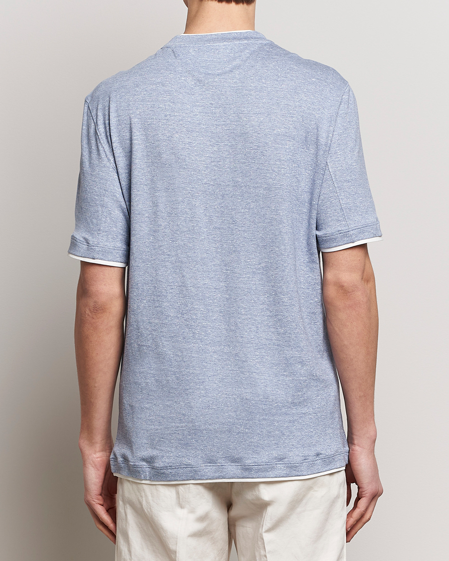 Men | T-Shirts | Brunello Cucinelli | Cotton/Linen T-Shirt Light Blue