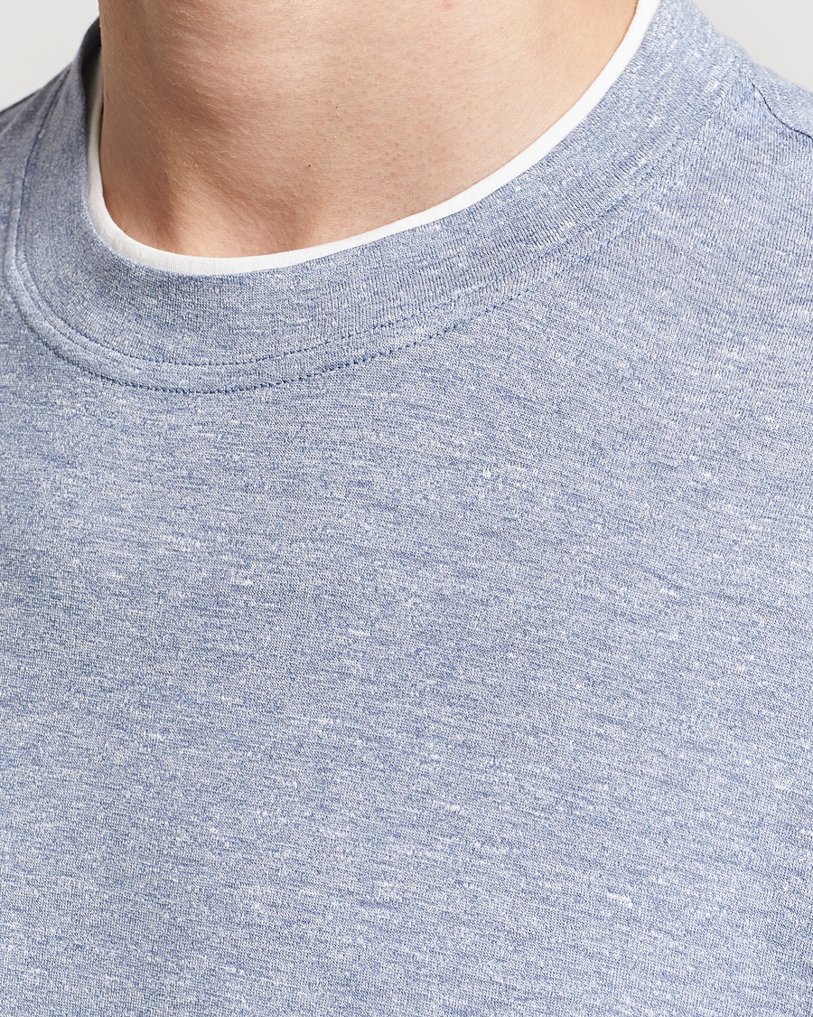 Men | T-Shirts | Brunello Cucinelli | Cotton/Linen T-Shirt Light Blue